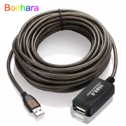 Bochara-cable de extensión USB 2,0 tipo A macho A hembra, doble blindaje (lámina + trenzado), de refuerzo FE1.1S Chipset, 5m, 10m, 15m, 20m, 30m