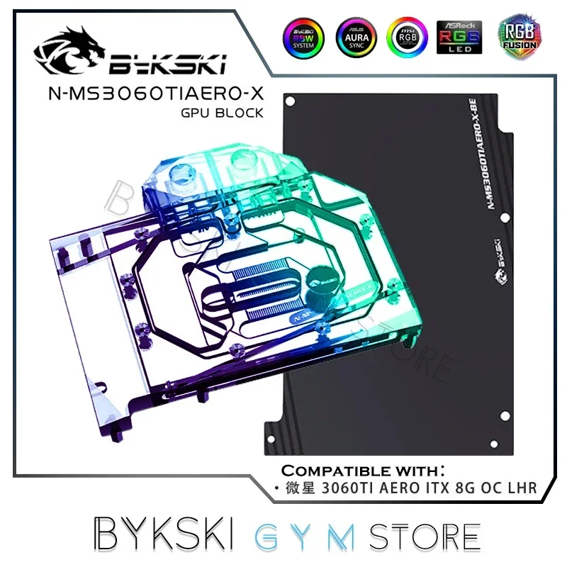 Bykski-bloque de agua 3060 Ti GPU MSI 3060TI, Enfriador de agua AERO ITX 8G OC + placa trasera 5V/12V, N-MS3060TIAERO-X de sincronización RGB - imagen 2