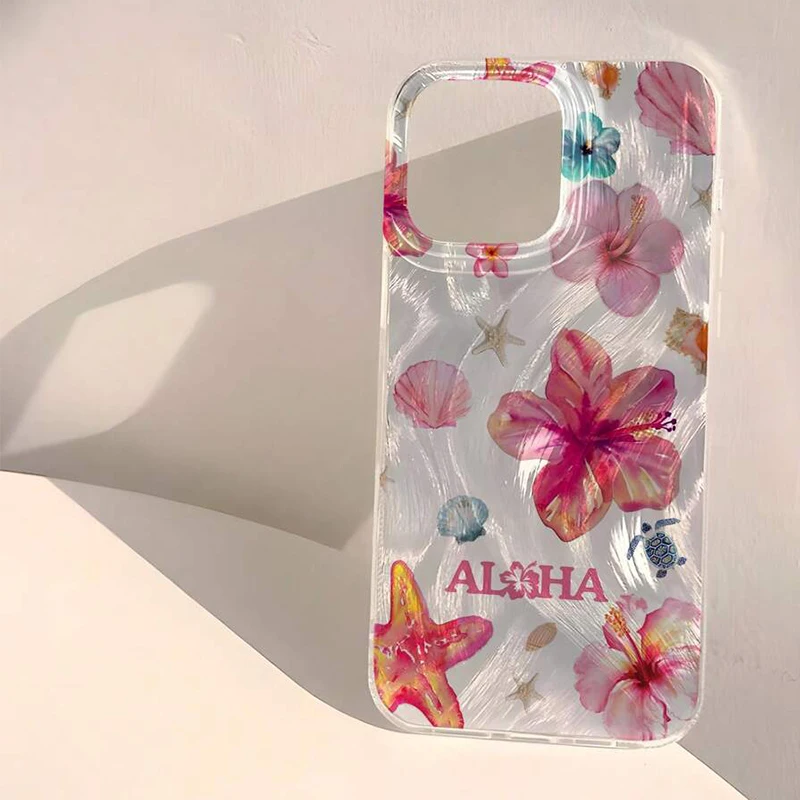Funda para iPhone 17 16 15 Pro Max Air 16E 14 13 12 11 XS XR verano Rosa flor estrella de mar patrón funda para iPhone 7 8Plus SE2 - imagen 5