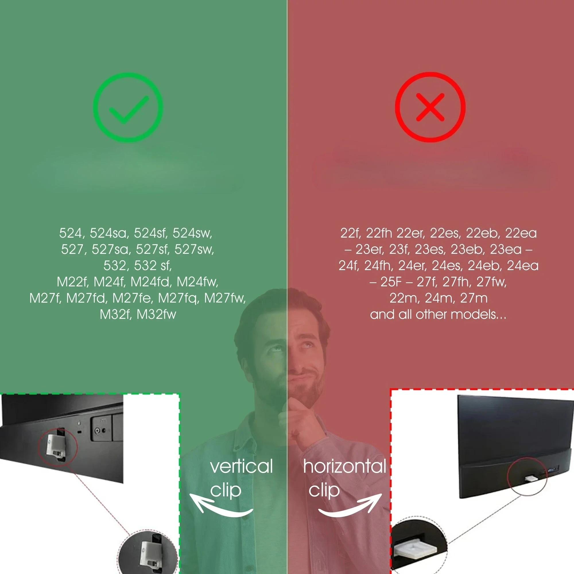 Adaptador de montaje VESA para HP Series 5 27 31,5 pulgadas 527sa 527sw 527sf 532sf Soporte de monitor FHD Soportes a brazo/montaje de escritorio - imagen 3