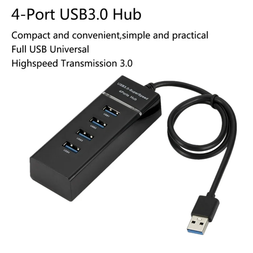 Adaptador expansor USB HUB 3,0 de 4 puertos de alta velocidad, divisor Multi USB, extensor múltiple con adaptador de corriente de lámpara LED para PC y portátil - imagen 4