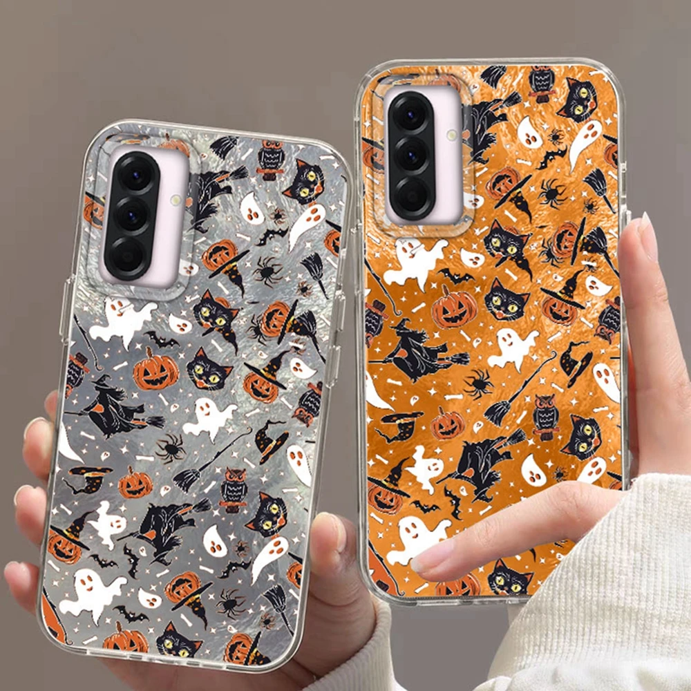 Funda de teléfono de Halloween para Samsung Galaxy A56 A07 A17 A55 A36 A26 A16 A53 A06 A14 A24 A34 A54 A15 A12 funda con bonito diseño de calabaza