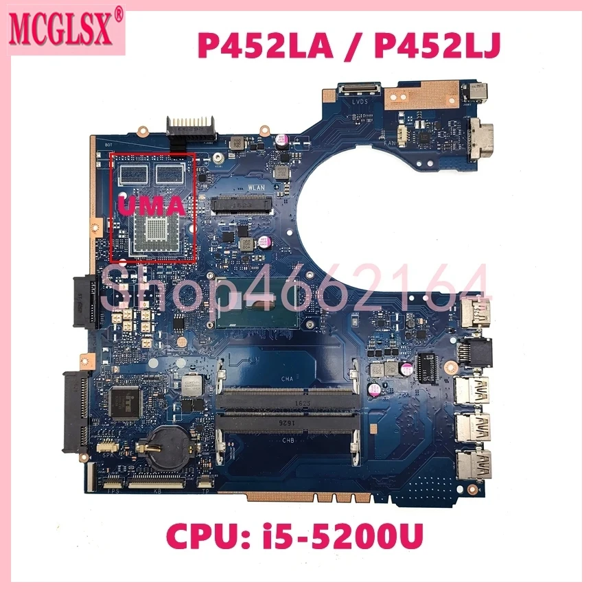 Placa base de CPU P452LJ con i5-5200U para ASUS P452LJ PE452LA PRO452LA PRO452LJ PX452LJ PX452LA PE452LJ P452L placa base para ordenador portátil - imagen 2