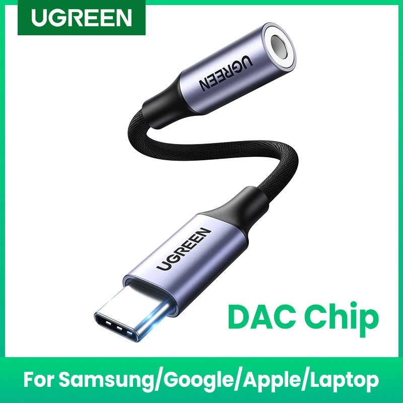 UGREEN-Cable USB tipo C a 3,5mm para auriculares, adaptador de Audio DAC para Xiaomi Mi10, HUAWEI P30, Oneplus 9 - imagen 2