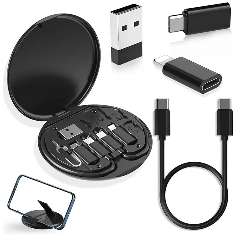 Kit adaptador de Cable de carga rápida de 60W tipo C a USB C a Micro para iluminación para IPhone 14 13 15 Pro cargador OTG caja de almacenamiento múltiple