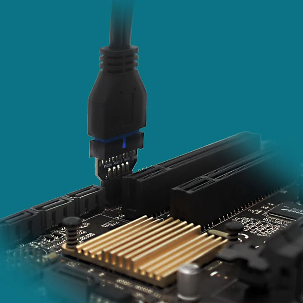 Conector de enchufe de Panel frontal USB2.0 de 9 pines a USB3.0 de 19 pines, placa base USB 3,0 de 19/20 pines A Adaptador de conversión USB 2,0 de 9 pines - imagen 2