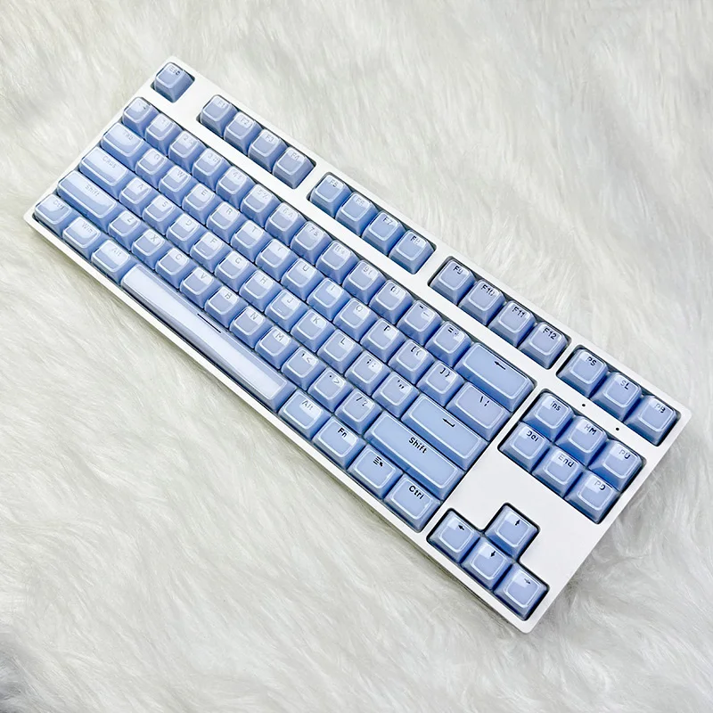 136 teclas azul translúcido brillo a través de teclas de PC Jello Crystal Doule Shot transparente ABS Keycap perfil ASA para teclado de interruptores MX - imagen 2