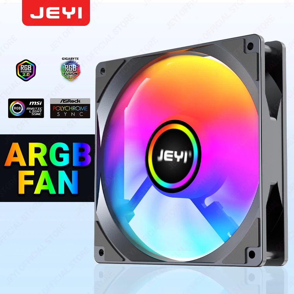 JEYI-Ventilador de refrigeración ARGB para PC, 120mm, AURA SYNC RGB, disipador de calor Ultra silencioso, Ventilador con puerto ARGB de 4 pines PWM y 5V y 3 pines - imagen 2