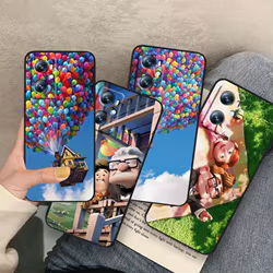 Disney Dream Travel Movie Up para OPPO Find X5 X3 X6 A54S A5 A94 A16 A53S A57 A74 A72 A98 A78 A96 A9 5G, funda negra de TPU para teléfono