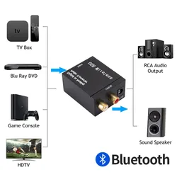 Convertidor DAC Audio Bluetooth con Entradas Coaxial Óptica y RCA