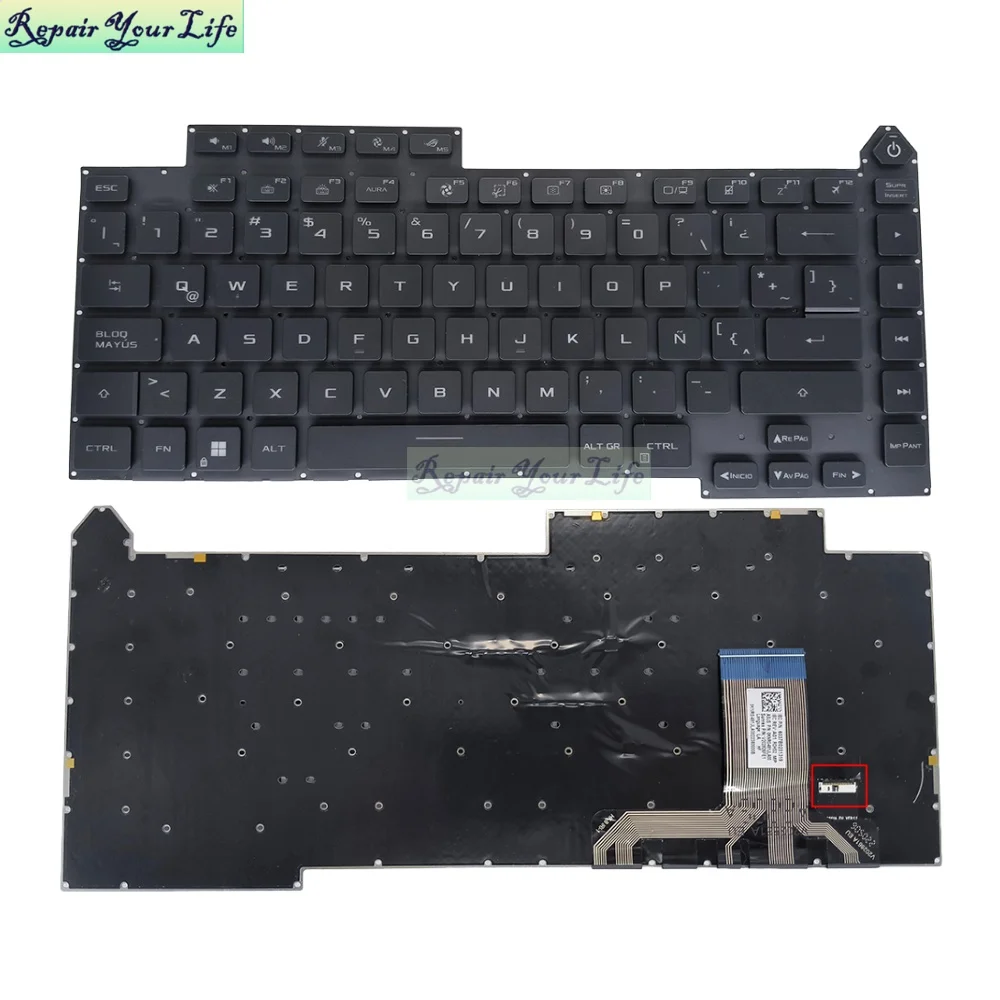 Teclado retroiluminado de preclave latino de EE. UU. para Asus ROG 5R Plus G513, Strix SCAR 15 G533 G513Q G533Q G513QY G513QM V 202861 Una UE 481JLA00 - imagen 2