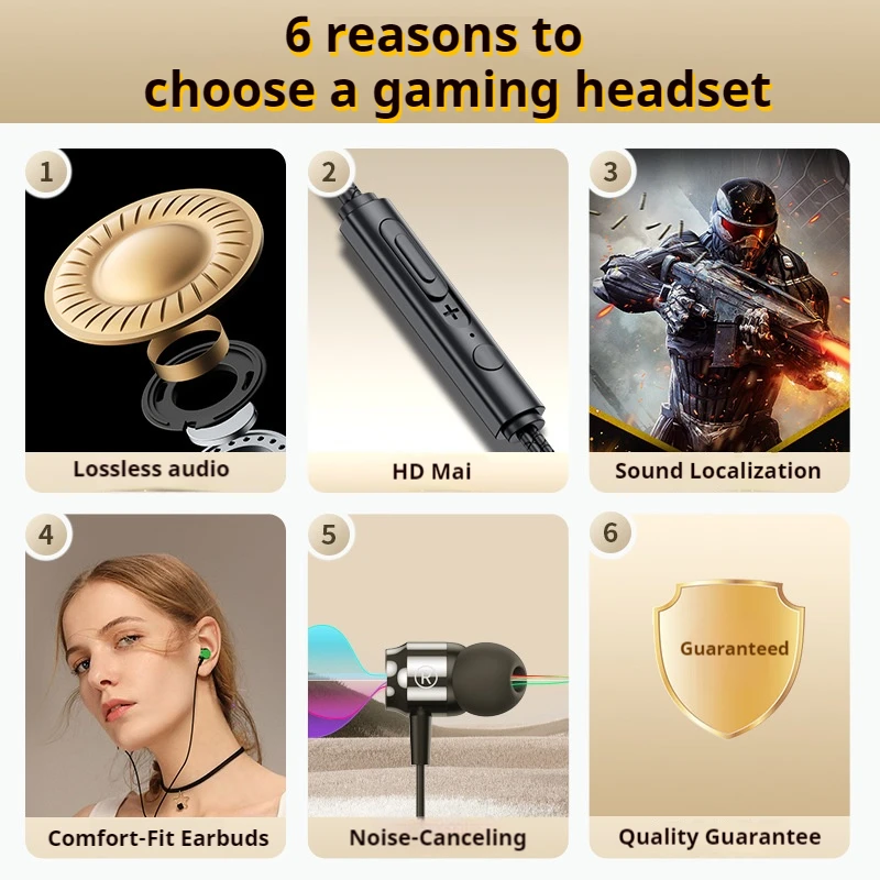 Auriculares con sonido estéreo 6D, diseño de Metal tipo C y auriculares para jugadores con cable de 3,5mm, intrauditivos magnéticos para llamadas HD manos libres Samsung - imagen 2