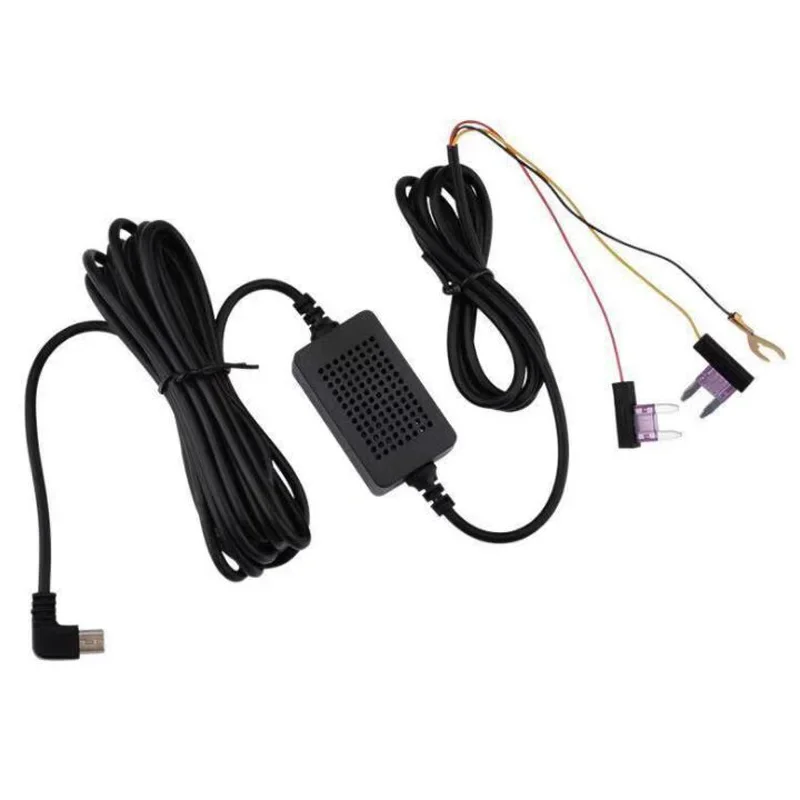 Cámara de salpicadero para coche, CC de 12V/24V a 5V, 3A, Micro 5 pines, carga de cámara automática, línea Buck, transmisión de medios, grabadora de conducción, Cable reductor ACC