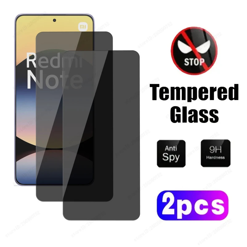 2 uds Protector de pantalla antiespía para Redmi 14 13 12 11 10 9 8 Pro Plus 5G vidrio de privacidad para Redmi Note 11S 10S 9S 10C 10 9A 9C 9 - imagen 2