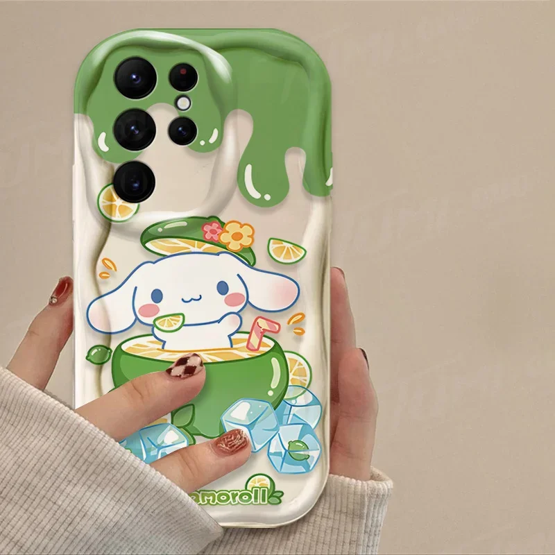 Sanrio Cinnamoroll Melody Fruit 3D Wave funda para Samsung Galaxy S24 Ultra S23 S22 Plus S21 S20 FE A25 A55 A35 5g funda de silicona - imagen 3