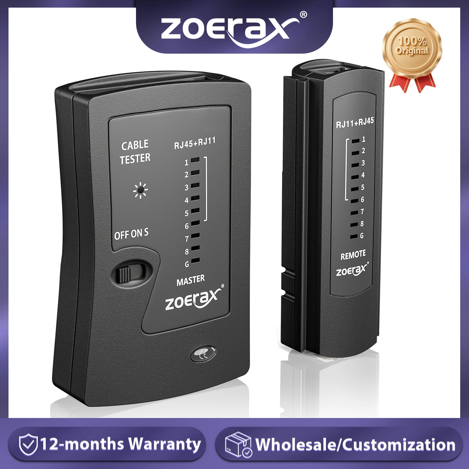 Probador de Cable Ethernet de red ZoeRax para LAN RJ45 Cat5 Cat5e Cat6 Cat6a Cat7 UTP/Cable blindado y RJ11 RJ12