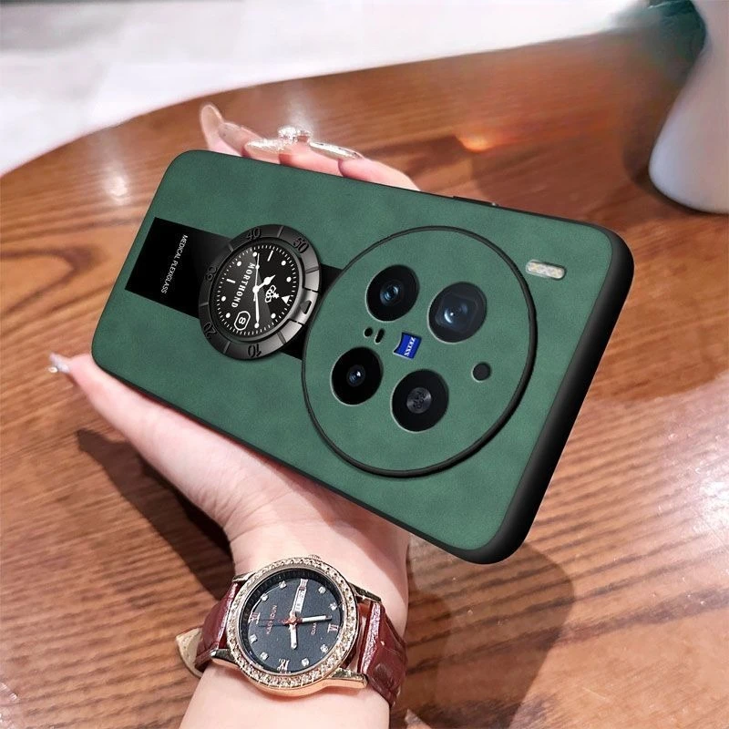 Funda para VIVO X300 Pro, reloj magnético, soporte de anillo, funda trasera Premium de piel de oveja de silicona para X200 Pro Mini X200 Ultra