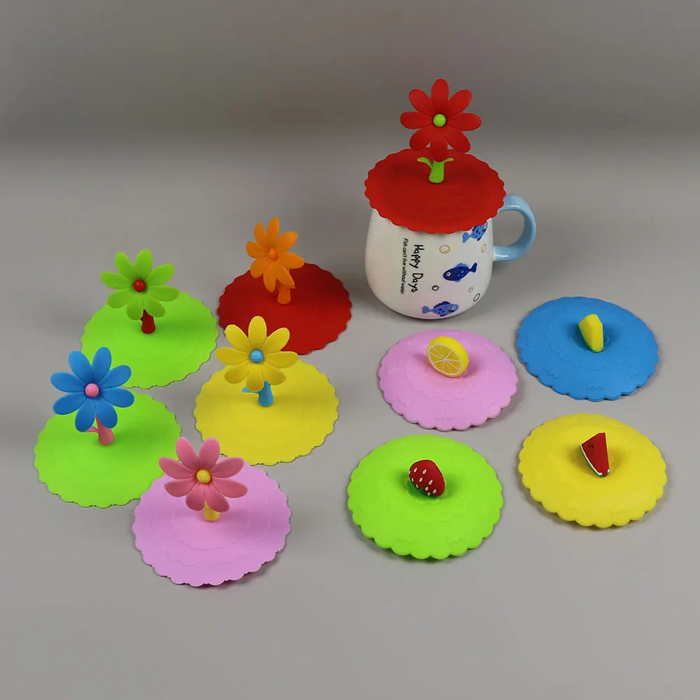 Cubierta de taza bonita cubierta de taza de silicona resistencia a altas temperaturas tapas de tazas selladas tazas de taza de té tapa de sello de succión diámetro 10cm - imagen 2
