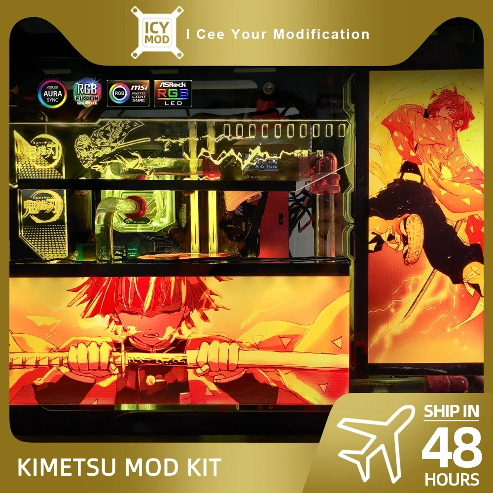 Kit de Panel de luz MOD serie Demon Slayer Kimetsu No Yaiba DIY soporte VGA Panel IO Anime decoración personalizada A-RGB enfriador de agua - imagen 2