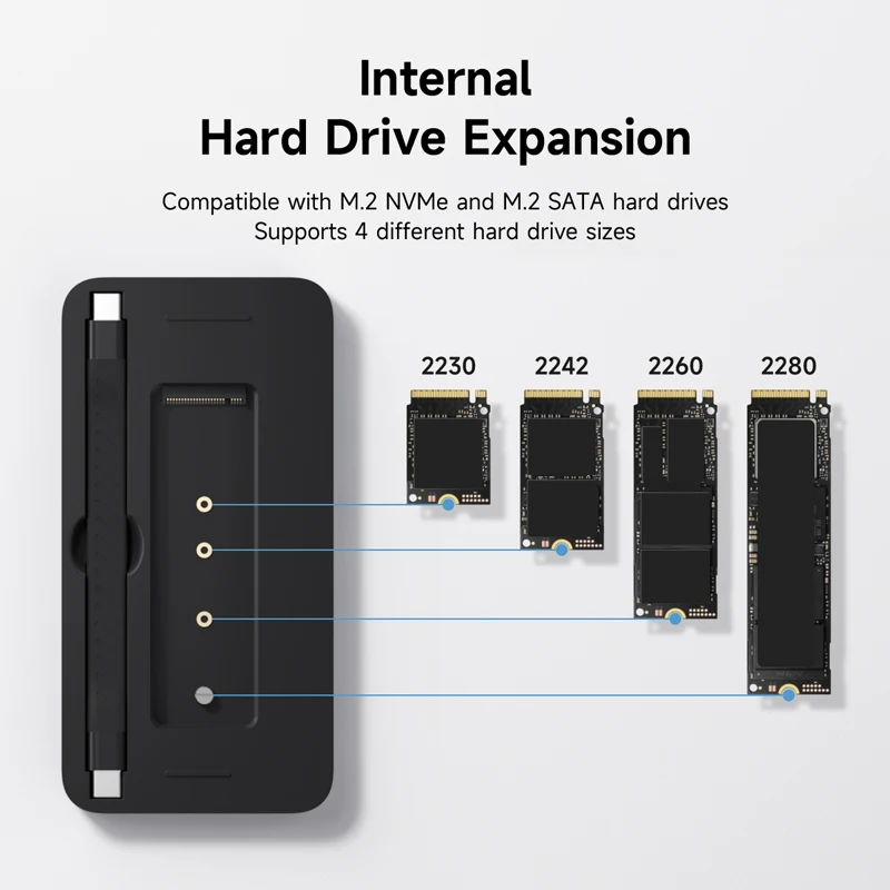 Hub USB-C Hagibis 9-en-1 Caja SSD M.2 NVMe/SATA HDMI 4K 100W PD - imagen 3
