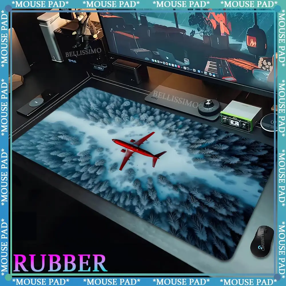 Alfombrilla de ratón con diseño de avión de combate grande, alfombrilla de goma antideslizante para mesa de juegos de oficina y ordenador, alfombrilla de ratón para teclado, alfombrillas de escritorio, 900x400 - imagen 2