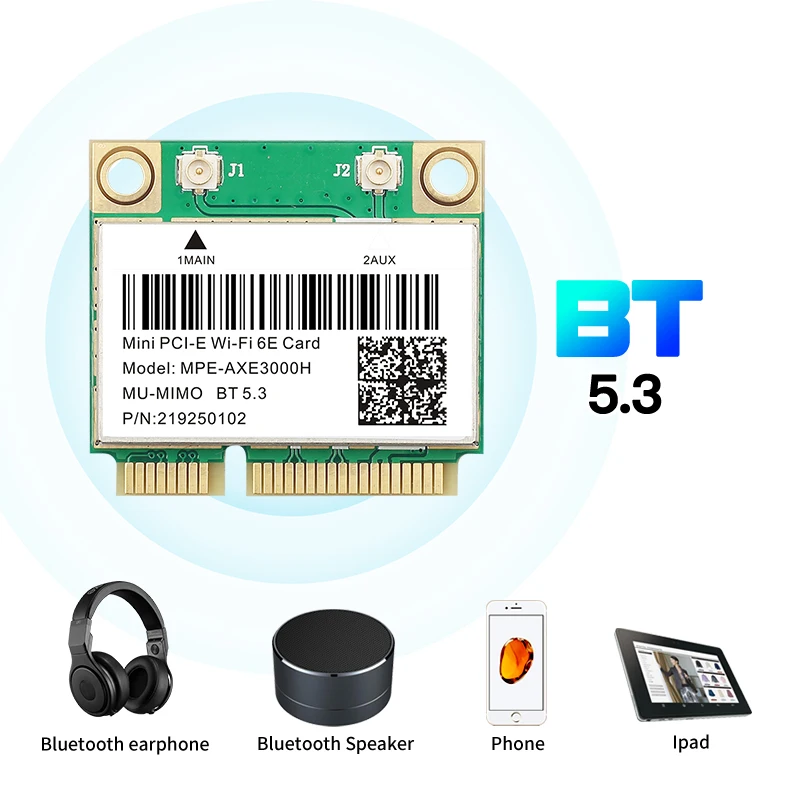 Tarjeta WiFi 6E AX210 Bluetooth 5.3 Mini PCI Express - imagen 2