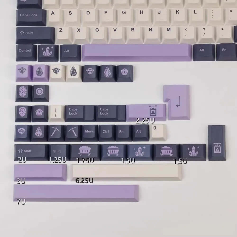 GMK Amethyst Keycaps PBT Dye Subbed 140 teclas Keycaps Cherry Profile Keycap con 2.25U 2.75U 3U 7U Barra espaciadora ISO Enter - imagen 4