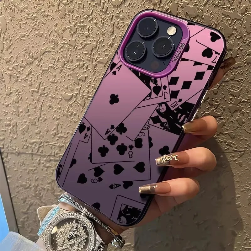 Funda de teléfono con estampado de tarjetas de póker para iPhone 17 16 15 14 13 12 11 Pro XR XS Max 7 8 Plus, funda suave a prueba de golpes Y2K INS - imagen 5