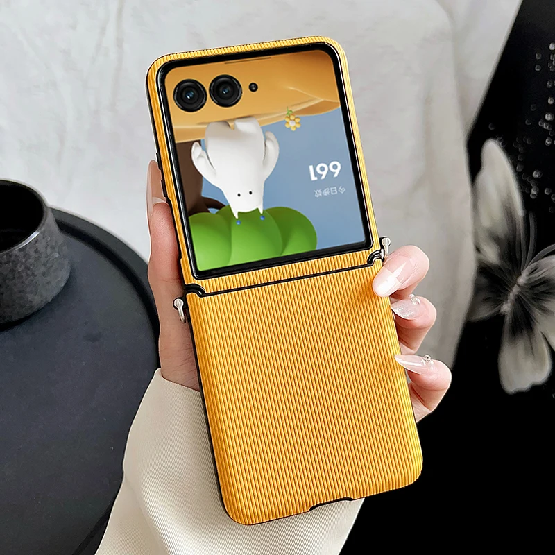 Para Motorola Razr 50 Ultra funda protectora trasera mate a rayas duras a la moda para Moto Razr 50 50Ultra carcasa de teléfono