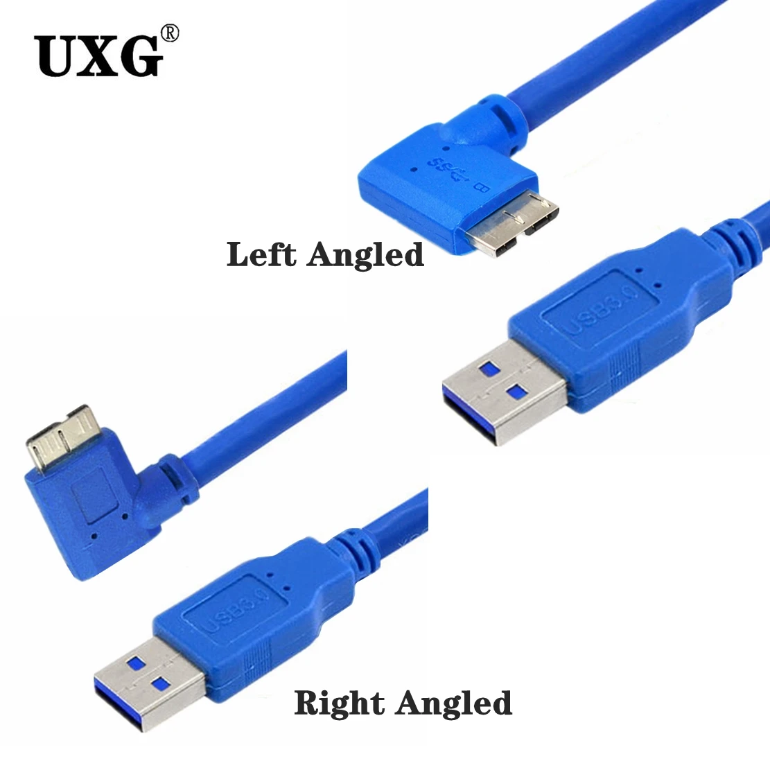 30cm 1M 90 grados en ángulo recto Micro B USB 3,0 sincronización de datos carga Cable corto de 5Gbps para USB3.0 disco duro móvil cámara SLR - imagen 2