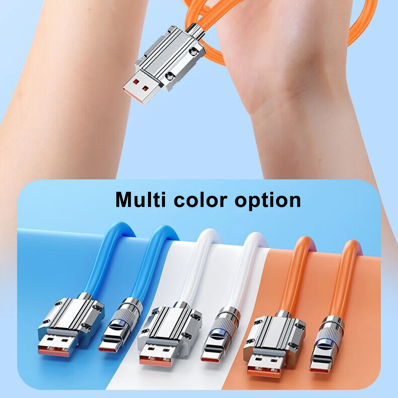 120W 6A Super Fast Charge Liquid Silicone Cable Type-C Charger Data Cable For Huawei Xiaomi Samsung Cable Quick Charge USB Cable - imagen 3