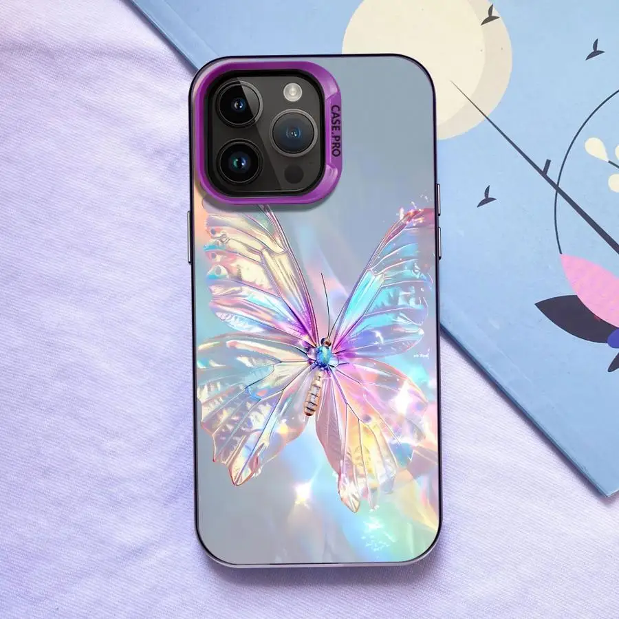 Funda trasera de teléfono para iPhone XS 14 12 16 17 Pro Max 16e 15 Plus 17Air XR 11 13 Mariposa colorida - imagen 2