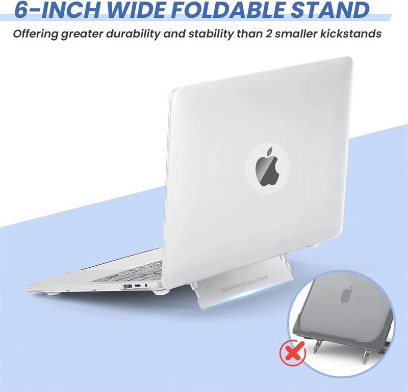 Funda de portátil transparente mate con soporte plegable oculto para Macbook Air 13,6 M4 15 M3 Mac Book Pro 13 M1 M2 14 M4 16 2025 funda - imagen 4