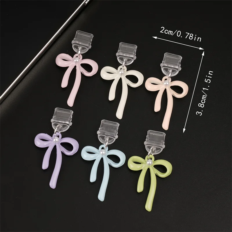 Coreano lindo Bowknot perla para teléfono tapa antipolvo enchufe de puerto de carga para iPhone Android tipo C tapón de protección contra el polvo accesorio - imagen 4
