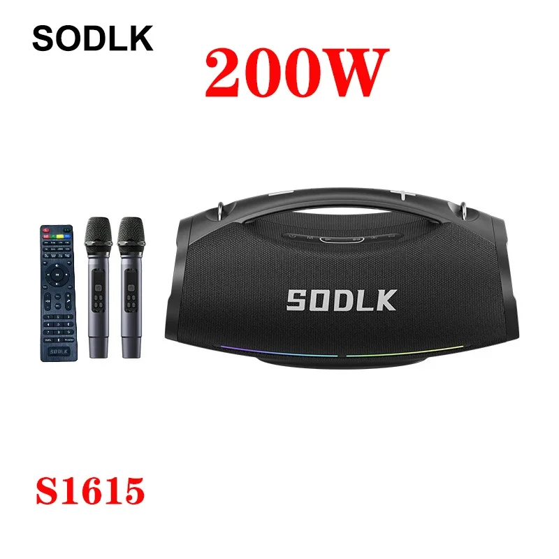 SODLK Altavoz Bluetooth portátil impermeable para exteriores 200W de alta potencia con sonido estéreo de Karaoke reproducción de disco TF/U interconexión TWS