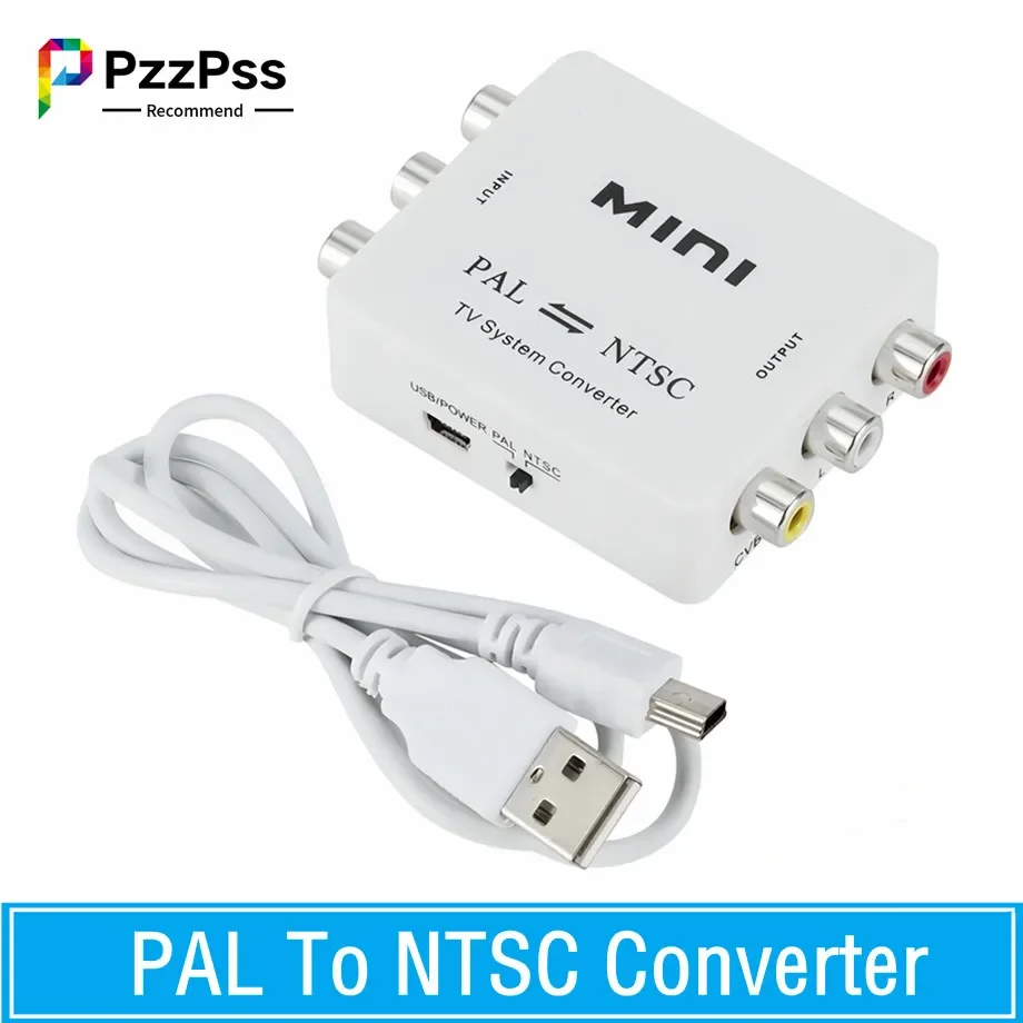 Conmutador convertidor de sistema de TV bidireccional Mini PAL NTSC, convertidor de conexión compuesta de TV bidireccional PAL a NTSC NTSC a PAL