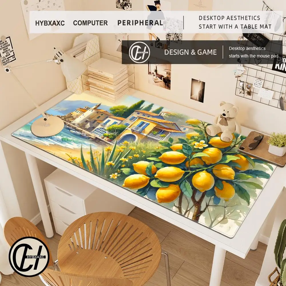Alfombrilla de ratón antideslizante con diseño de árbol de limón, paisajes italianos, adecuada para ordenadores de oficina, portátiles, juegos de deportes electrónicos, alfombrillas de escritorio, teclado XXL 40x90 - imagen 3