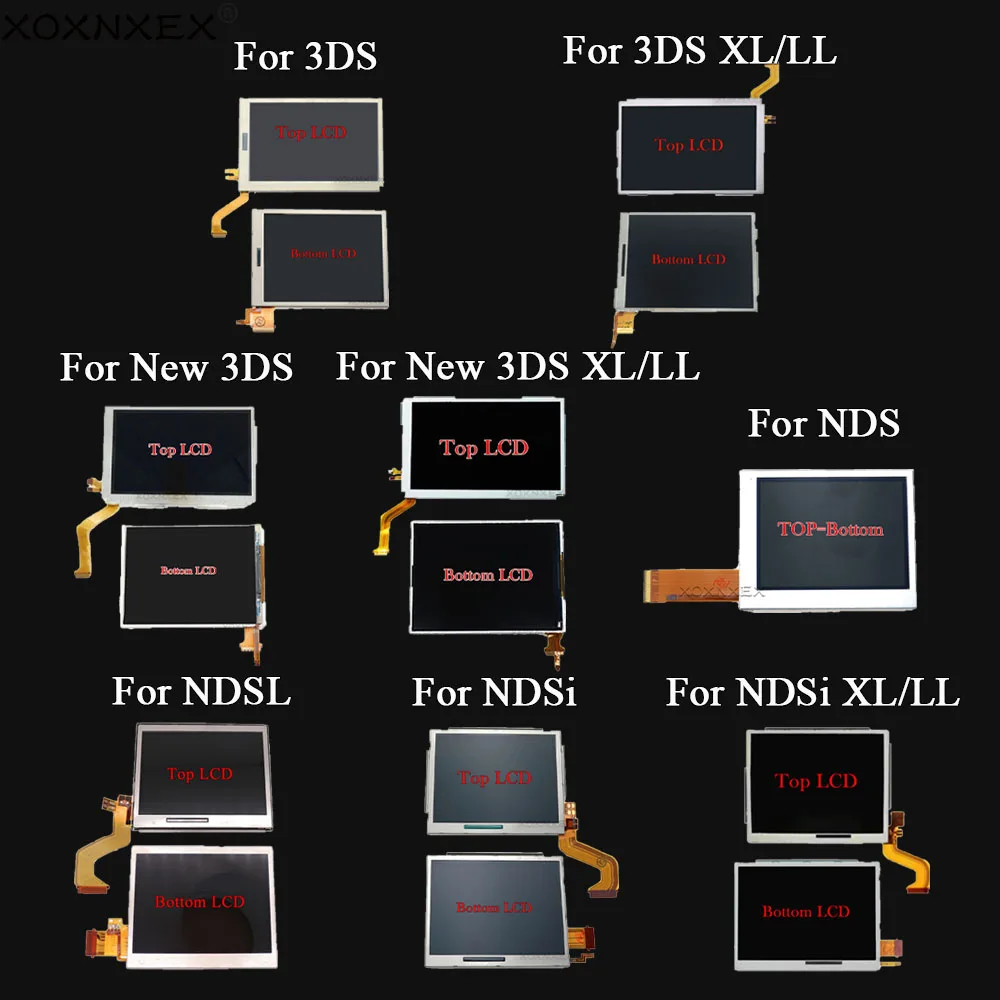 Piezas de repuesto pantalla LCD superior inferior y superior para Nintendo DS Lite/NDS/NDSL/NDSi nuevo 3DS LL XL para Nintendo Switch