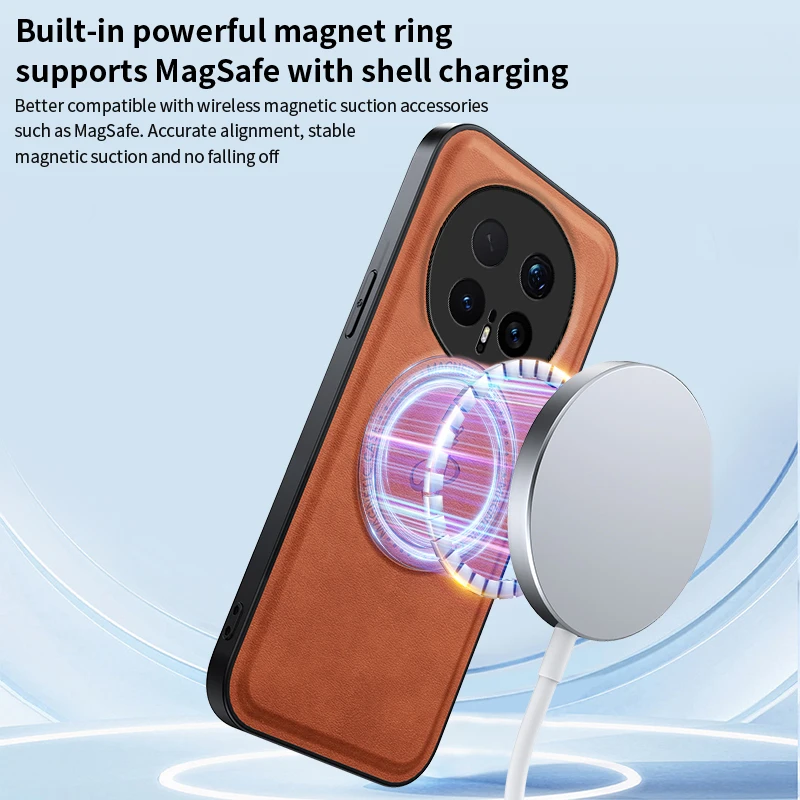 Funda de cuero con soporte para Honor Magic 8 Pro 8 7 6 Pro, funda magnética para Mag-safe, a prueba de golpes, protección completa para cámara, Fundas de carcasa suave - imagen 3