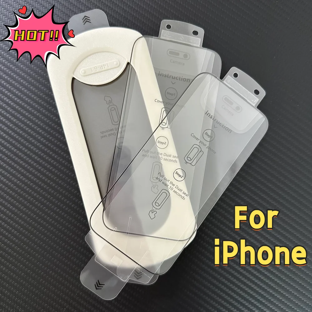3 uds para Apple iPhone 16 15 14 13 12 11 Pro Max Plus Xs Xr 16e Protector de pantalla de vidrio templado accesorios de posicionamiento sin polvo