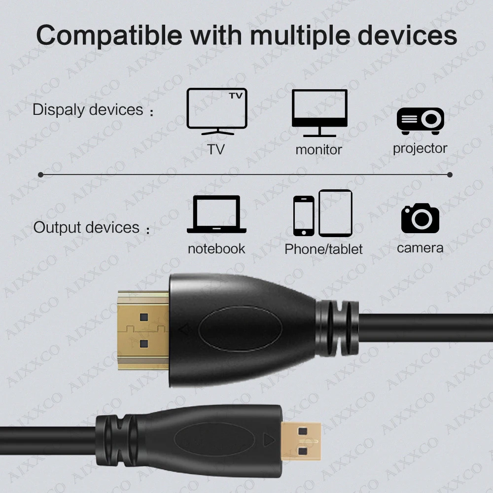 AIXXCO 1m 1,5m 2m 3m V1.4 macho a macho Compatible con HDMI a Micro HDMI Cable 1080p 1440p para HDTV PS3 XBOX 3D - imagen 4