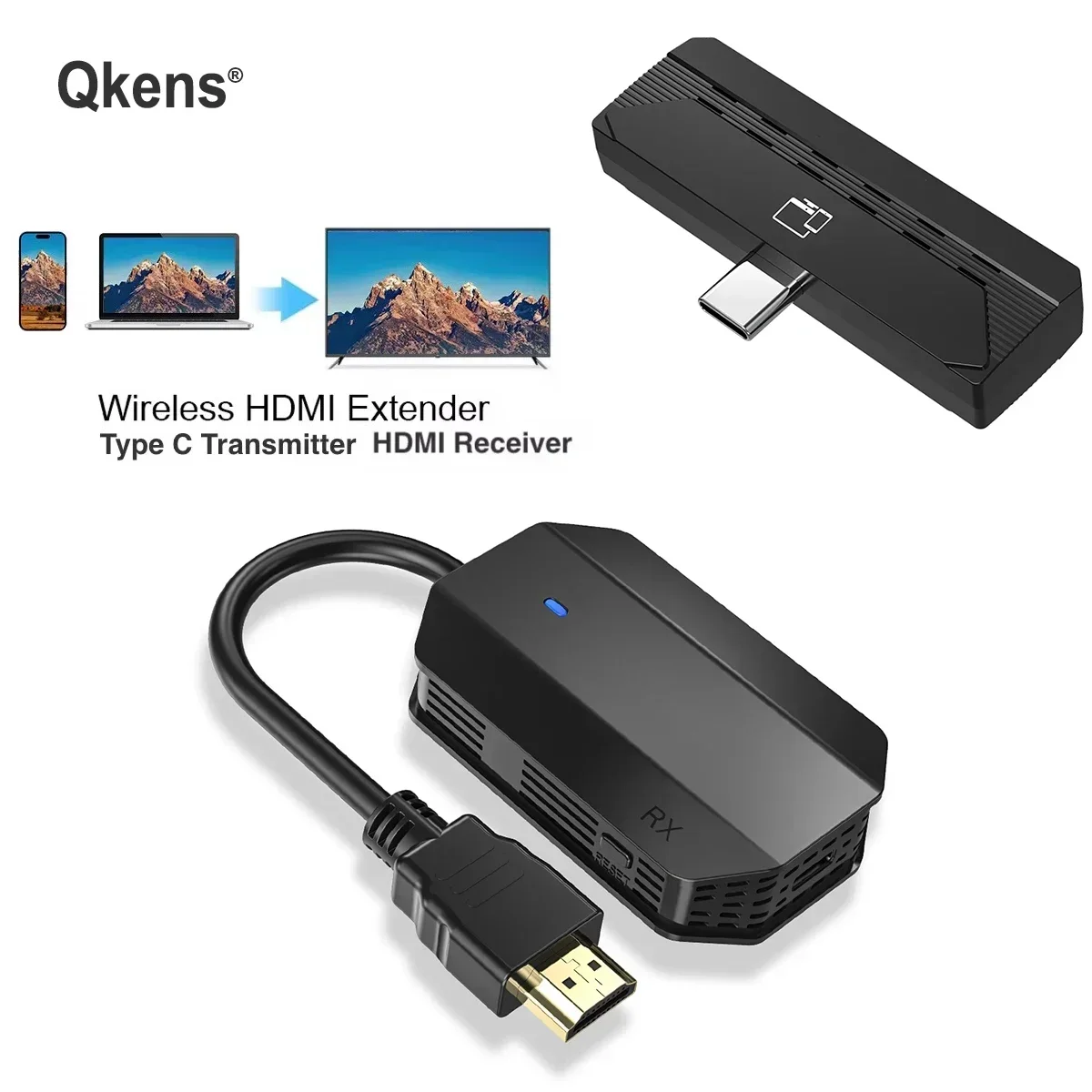 Receptor y transmisor de vídeo inalámbrico tipo C, 1080p, 30m, extensor HDMI, adaptador de pantalla para Macbook, portátil, PC a proyector de Monitor de TV - imagen 2
