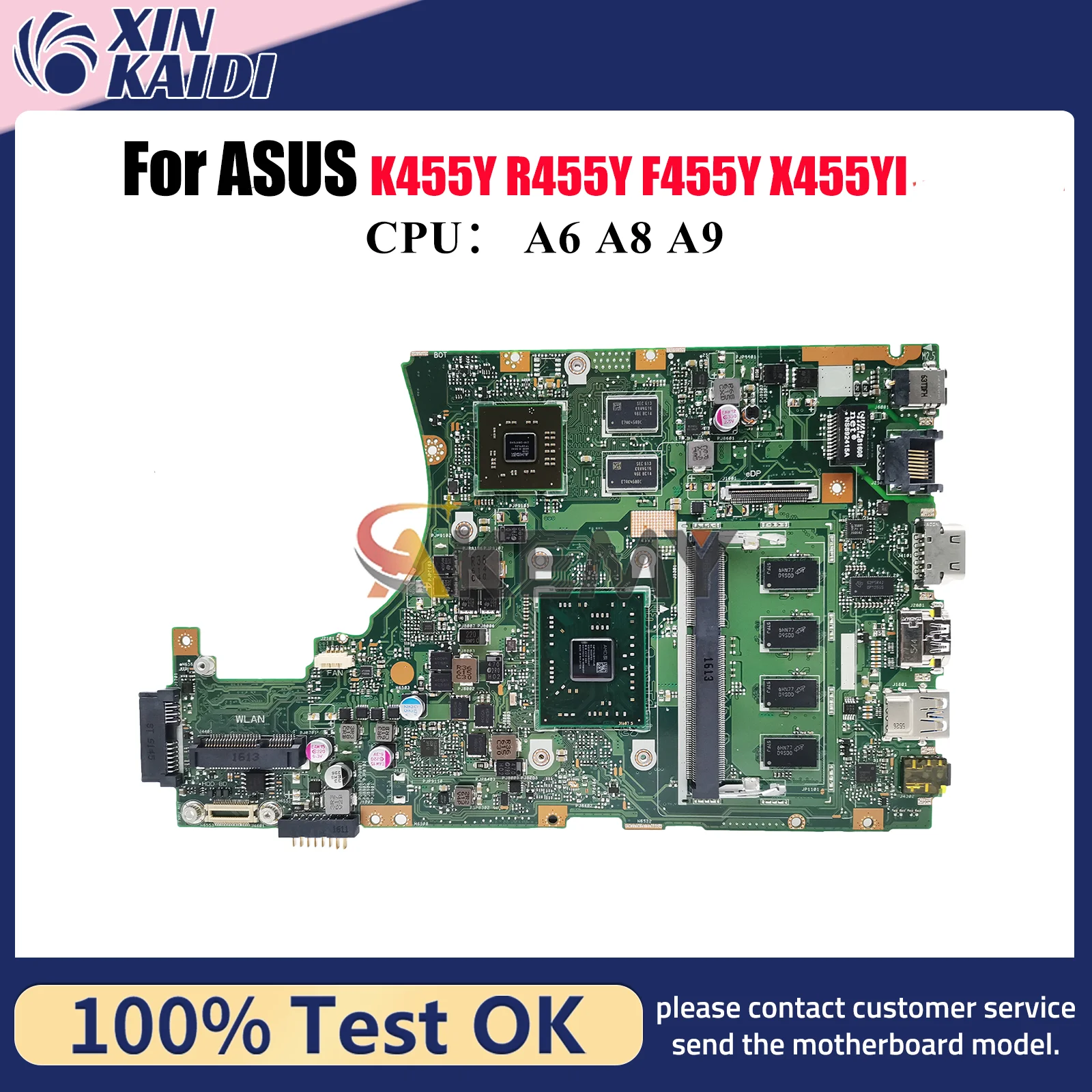 Placa base para ordenador portátil X455YI para ASUS VivoBook F455Y K455Y R455Y X455Y R454Y A455Y X455YI con CPU A6 A8 A9 pruebas OK stk