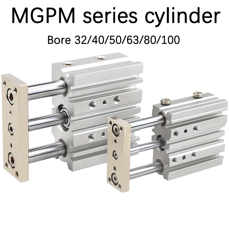 MGPM32 MGPM40 MGPM50 MGPM63 MGPM80 MGPM100 Carrera 50/75/100/125/150/200 mm Tipo SMC Cilindro de aire guía compacto neumático