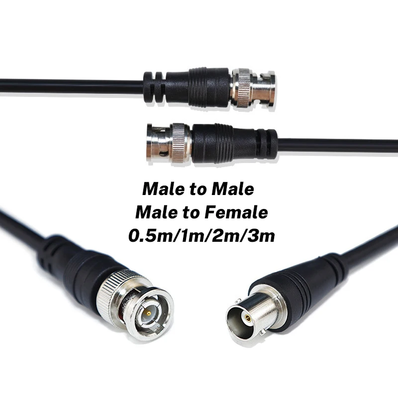 Adaptador BNC macho a macho hembra Cable de doble cabeza conector de vídeo extensión Cable en espiral para accesorios de cámara CCTV 0,5 m-3 metros