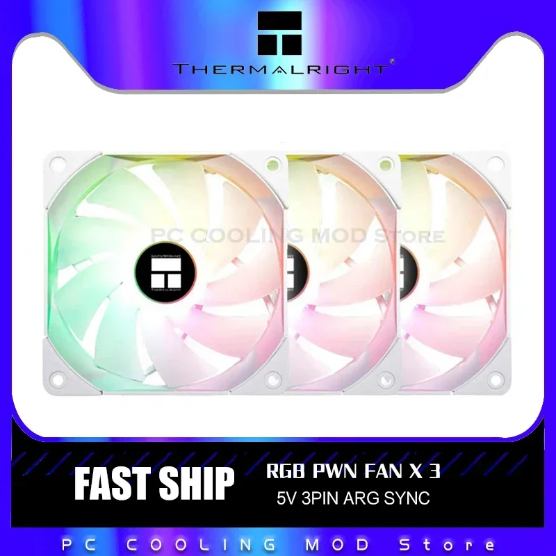 3 uds Thermalright PC caja de ordenador 120mm ventilador silencioso PWM CPU ventilador de refrigeración del radiador 5V 3PIN ARG SYNC blanco TL-C12RW-S X3