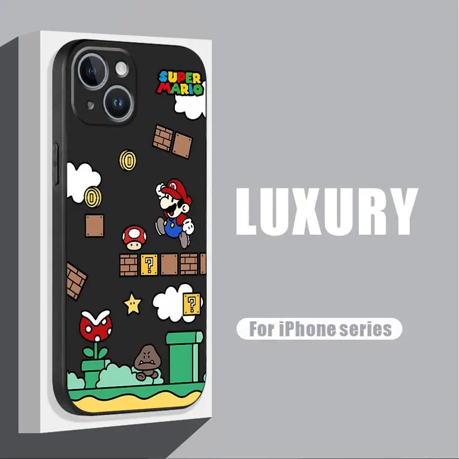 Funda de teléfono Super M-Marios Bros para Apple iPhone 15 16 Pro XS Max 13 14 Plus XR SE 7 8 12 11 Pro plus mate - imagen 3