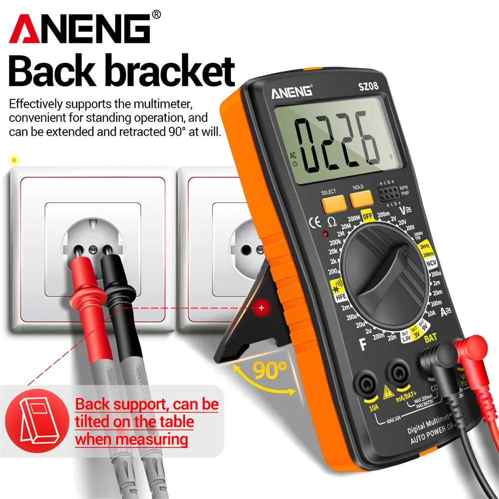 Multímetro Digital, probador de almacenamiento ultrafino de 0,6 pulgadas ANENG SZ08, voltímetro automático de mano, herramienta de medición sin contacto de resistencia - imagen 3