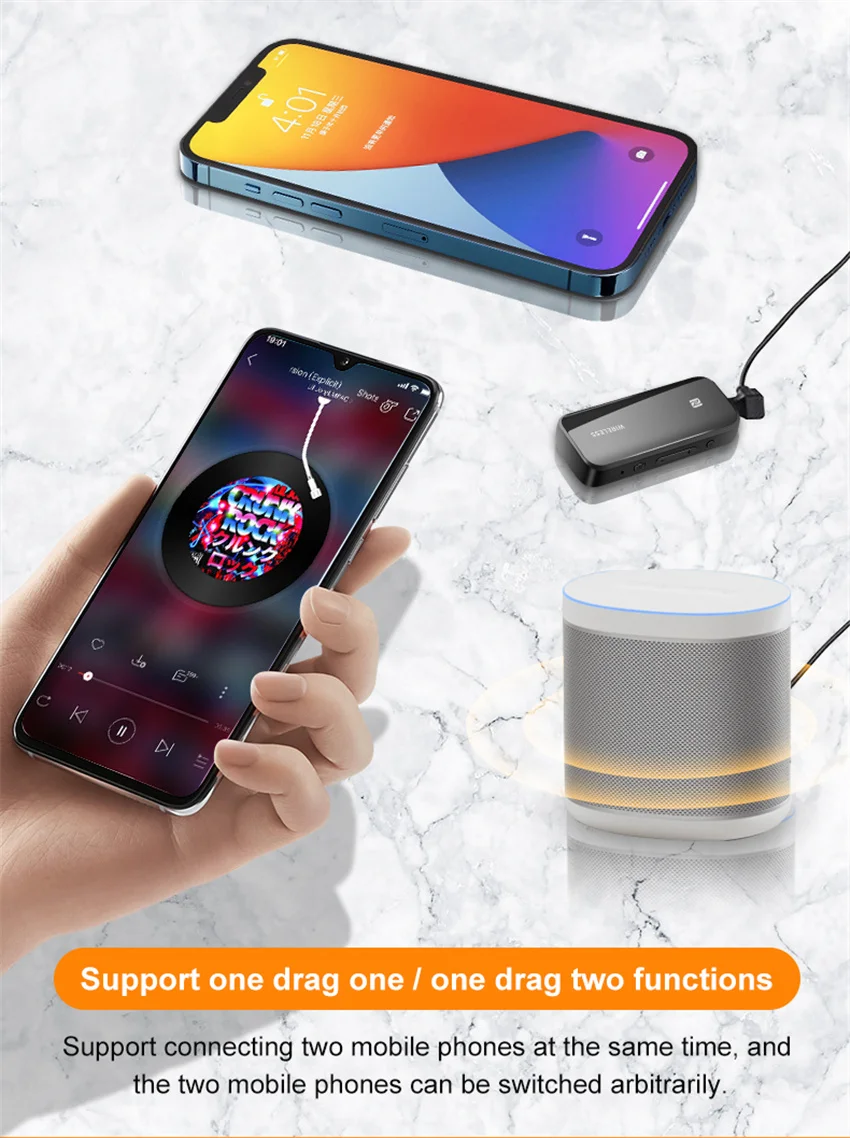 Transmisor y receptor con Bluetooth 5,0, adaptador inalámbrico EDR con tarjeta TF NFC, Dongle de 3,5mm, AUX, para TV, PC, auriculares, Audio estéreo HIFI para coche - imagen 5