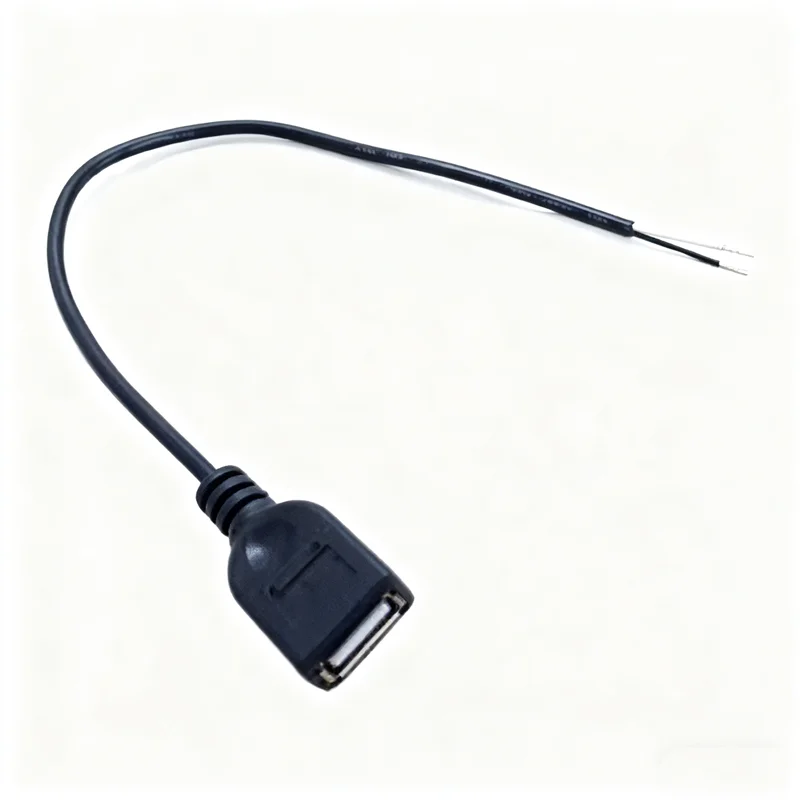 DYI USB Cable de carga hembra de 2 núcleos USB hembra de cobre lleno USB hembra única USB 2 núcleos 5V fuente de alimentación 30cm 100cm 200cm - imagen 2